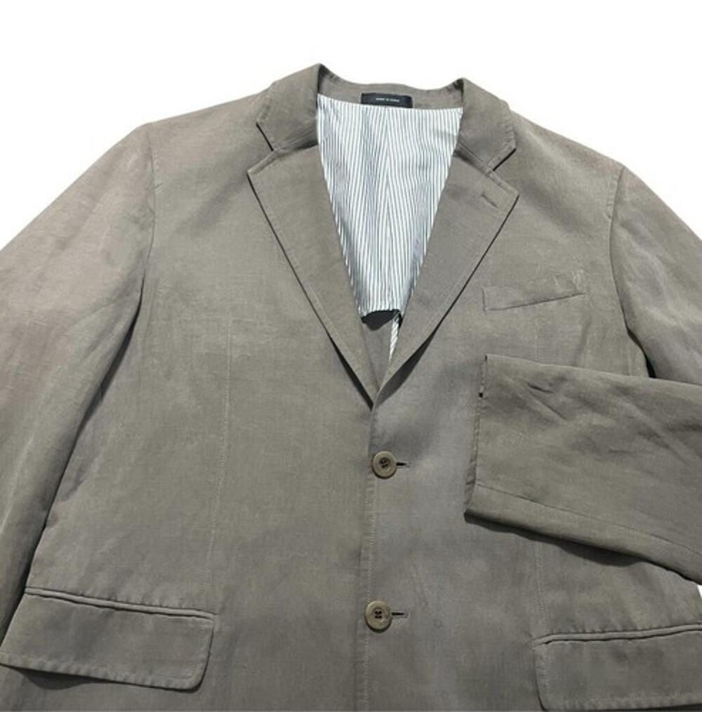 Armani Collezioni Sport Coat Men 44 R Brown Linen Silk Modern Blazer Lightweight